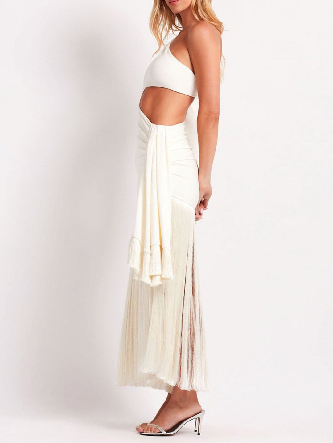 Robe longue à franges découpées