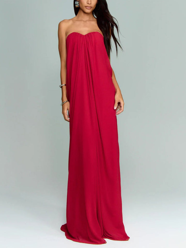 Robe longue plissée à coupe trapèze