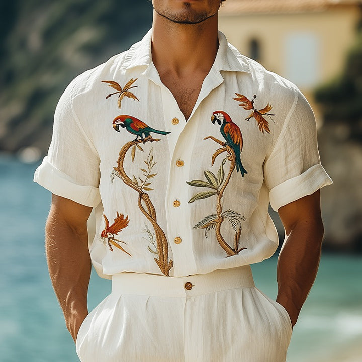 Chemise hawaïenne broderie en ramie