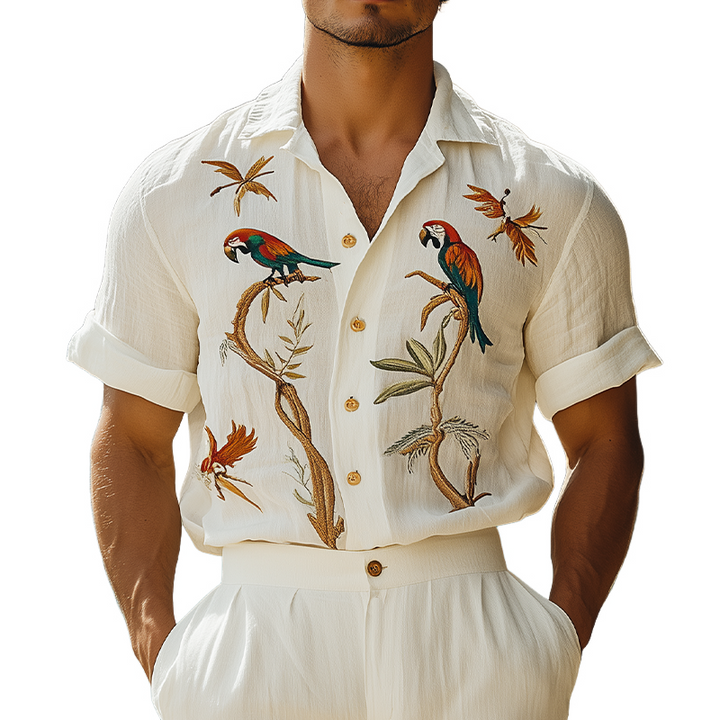 Chemise hawaïenne broderie en ramie