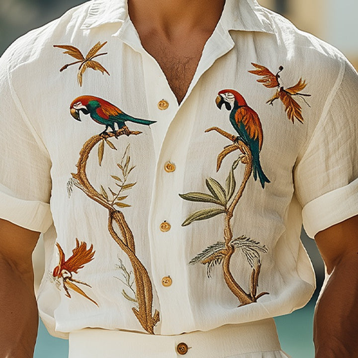 Chemise hawaïenne broderie en ramie