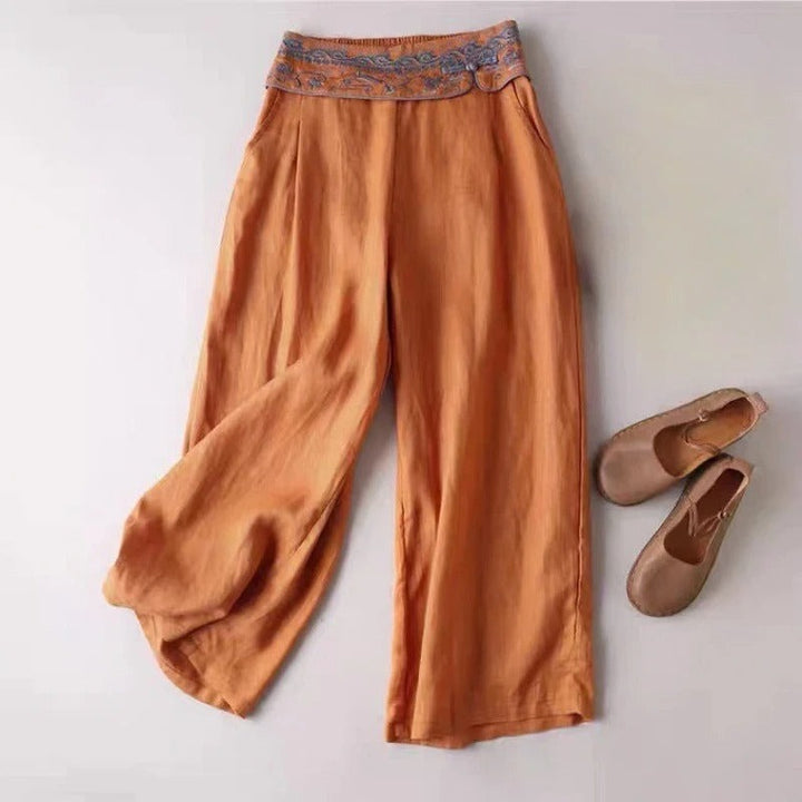 PANTALON EN LIN CORAIL
