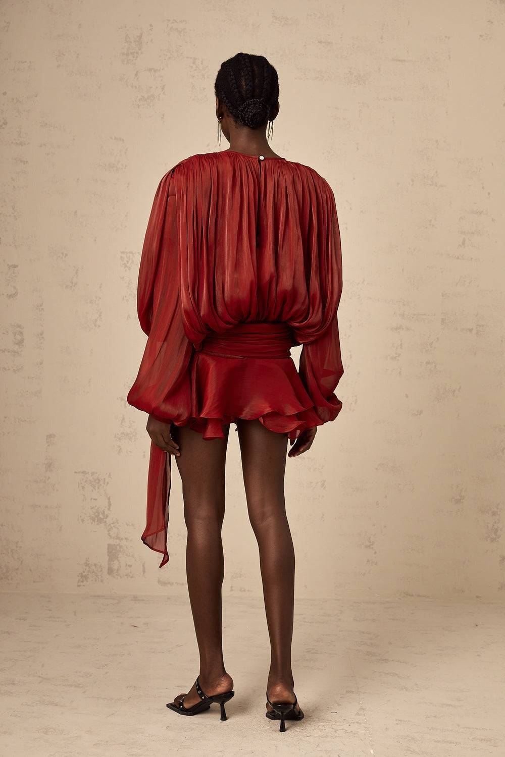 Eugénie pleated ruffled short dress