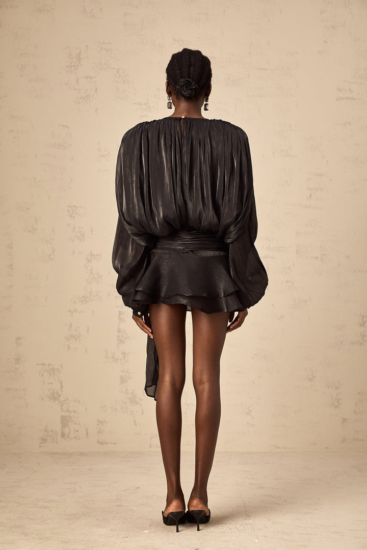 Eugénie pleated ruffled short dress