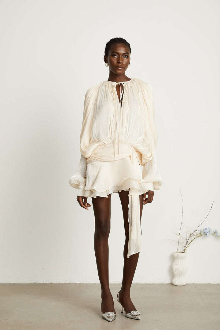 Eugénie pleated ruffled short dress