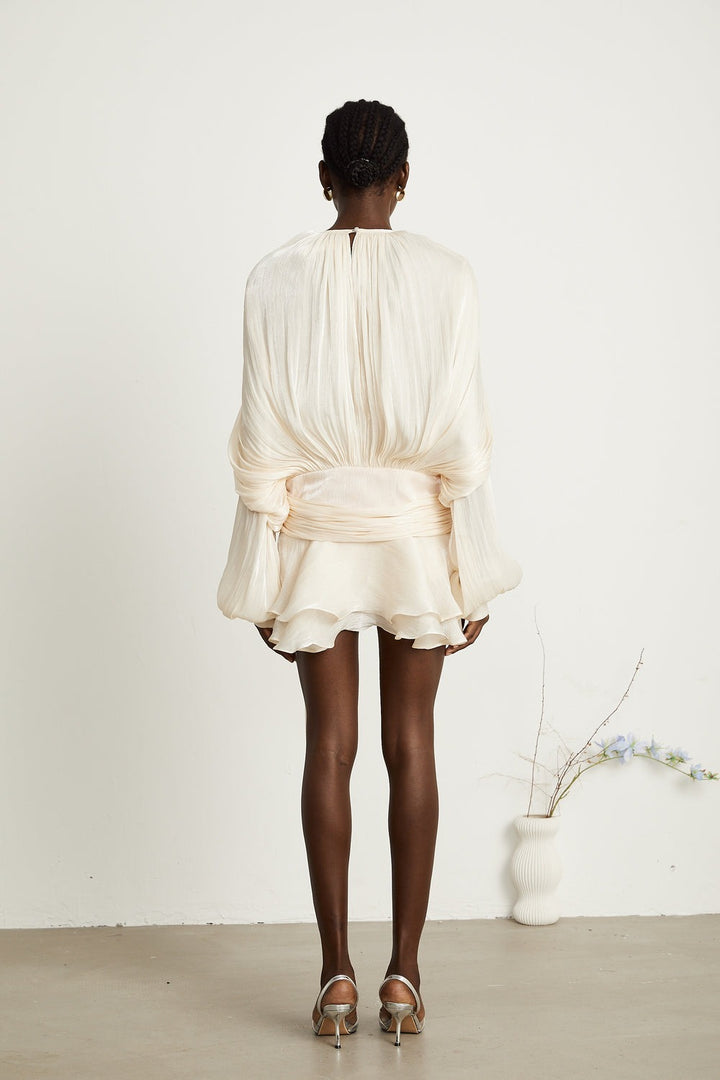 Eugénie pleated ruffled short dress