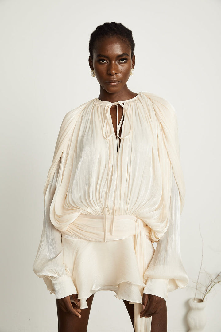 Eugénie pleated ruffled short dress