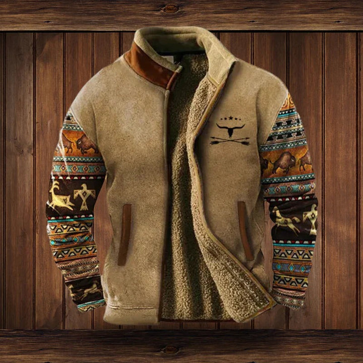 CLAUDIO | VESTE SHERPA À IMPRIMÉ TRIBAL