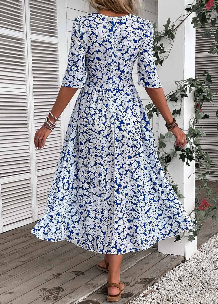 Robe à manches mi-longues et imprimé floral