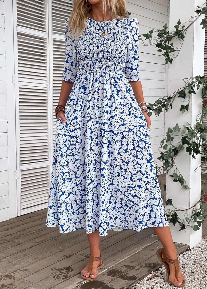 Robe à manches mi-longues et imprimé floral