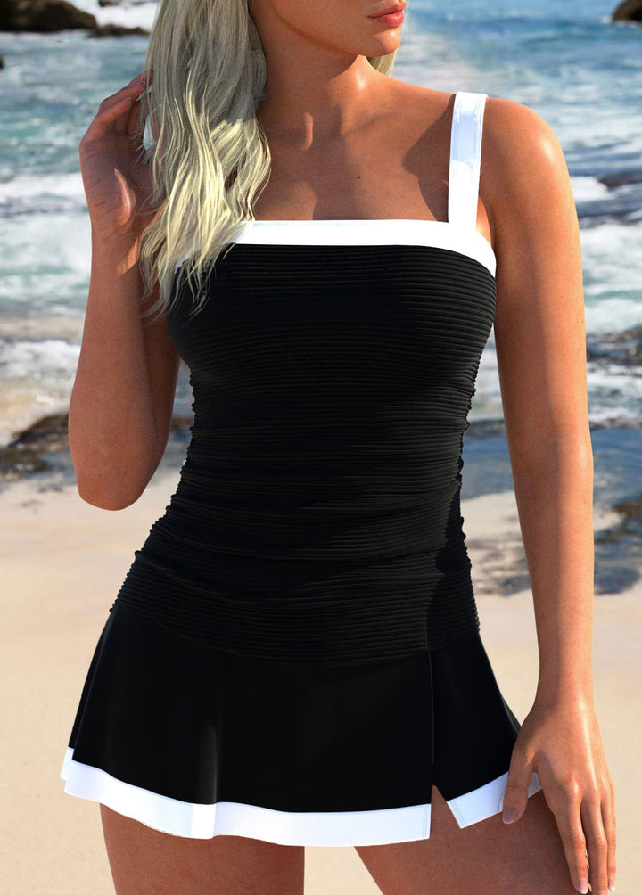 Ensemble tankini cyan à imprimé cachemire