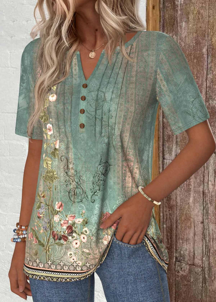T-shirt imprimé floral vert sauge