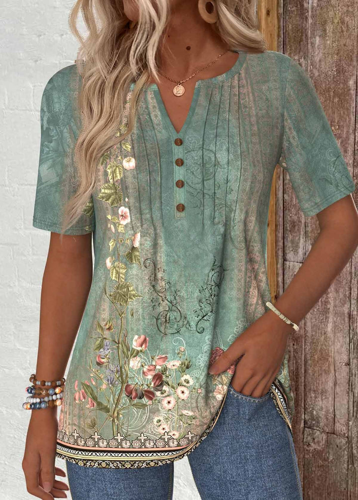 T-shirt imprimé floral vert sauge