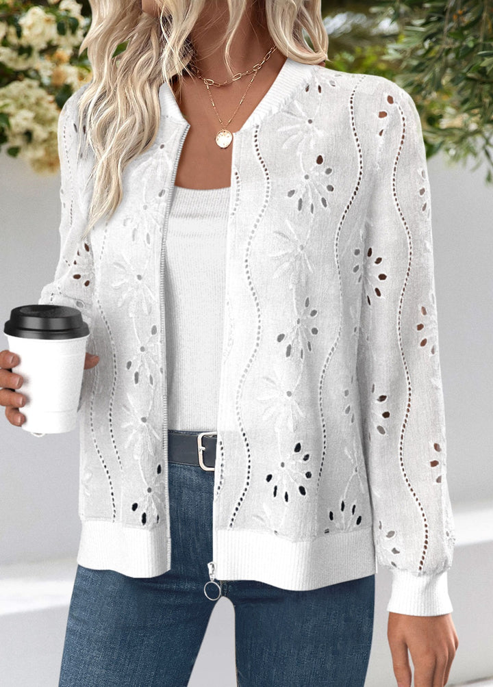 Veste légère blanche en jacquard