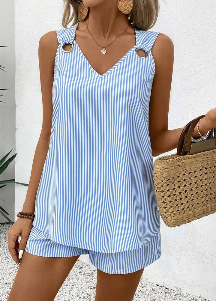 Haut sans manches et short rayé
