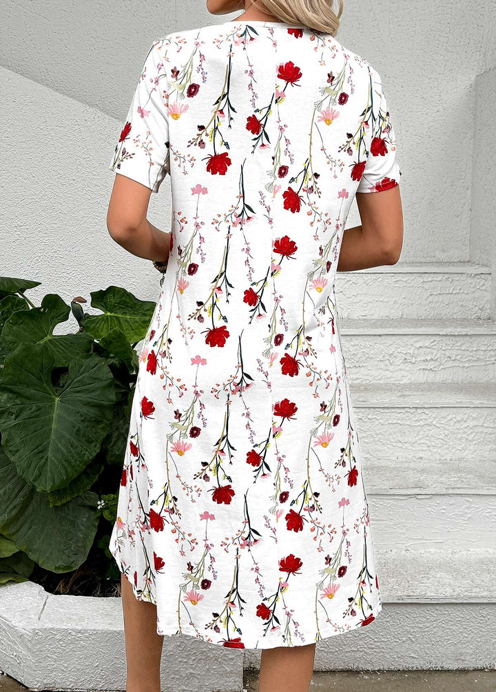 Robe à imprimé floral et coutures plissées