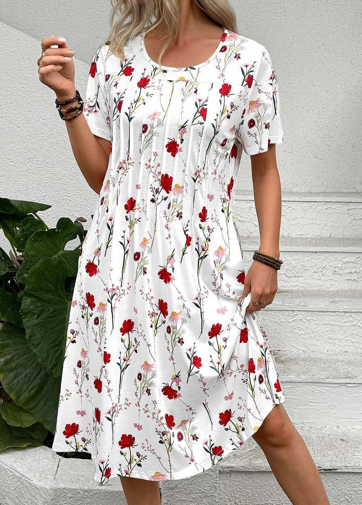 Robe à imprimé floral et coutures plissées