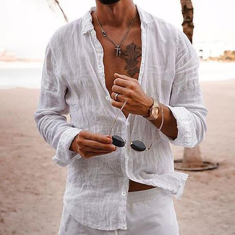 Chemise décontractée en coton et lin
