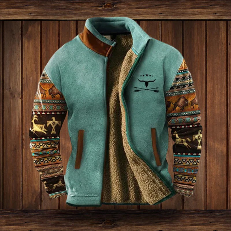 CLAUDIO | VESTE SHERPA À IMPRIMÉ TRIBAL