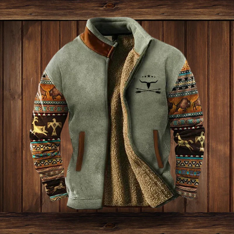 CLAUDIO | VESTE SHERPA À IMPRIMÉ TRIBAL