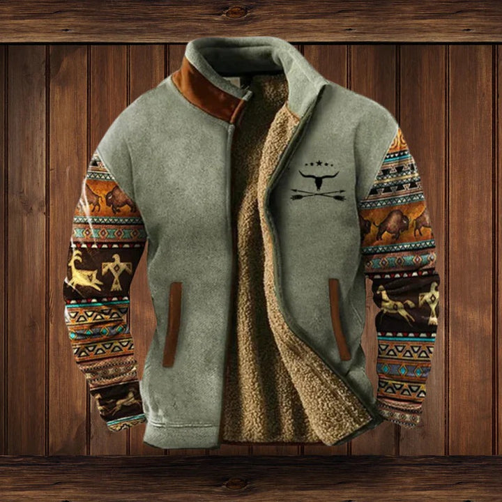 CLAUDIO | VESTE SHERPA À IMPRIMÉ TRIBAL