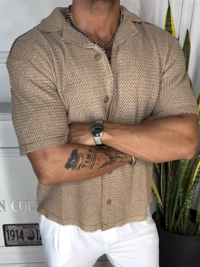 Camicia casual a maniche corte da uomo, stile festivo