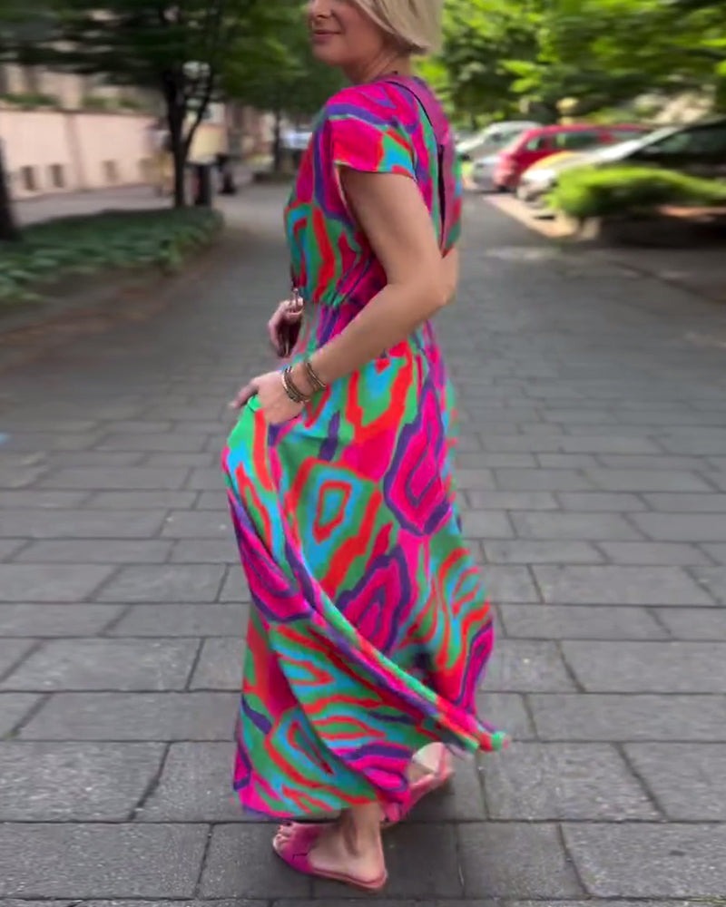 Robe longue à imprimé coloré