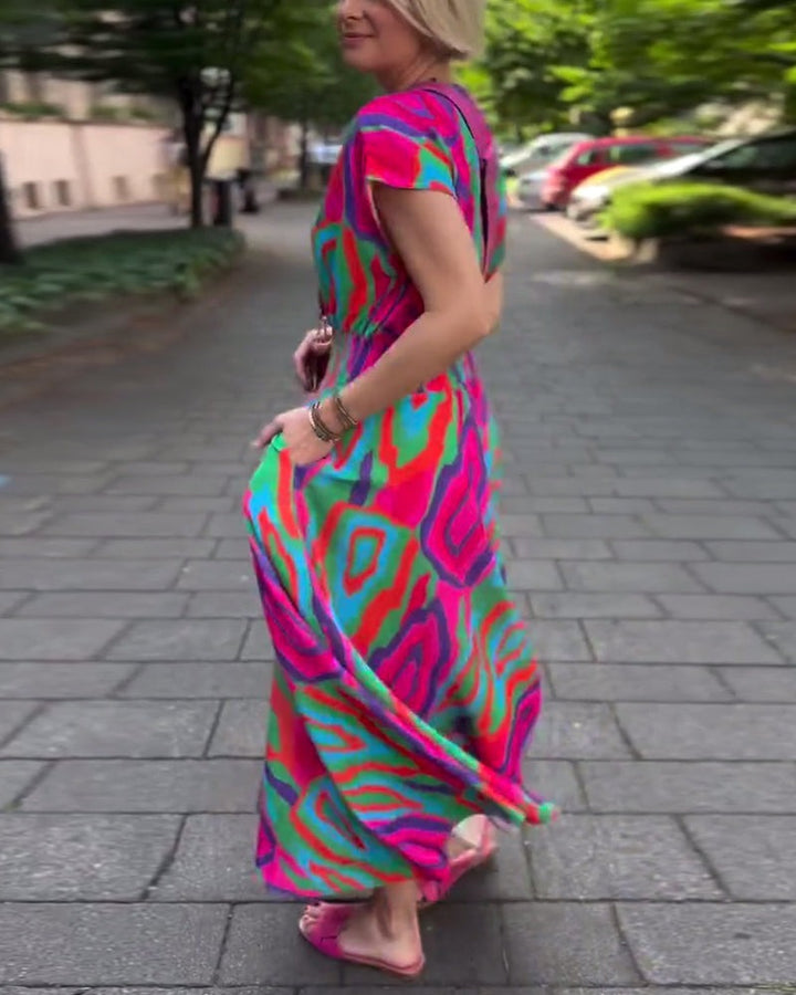 Robe longue à imprimé coloré