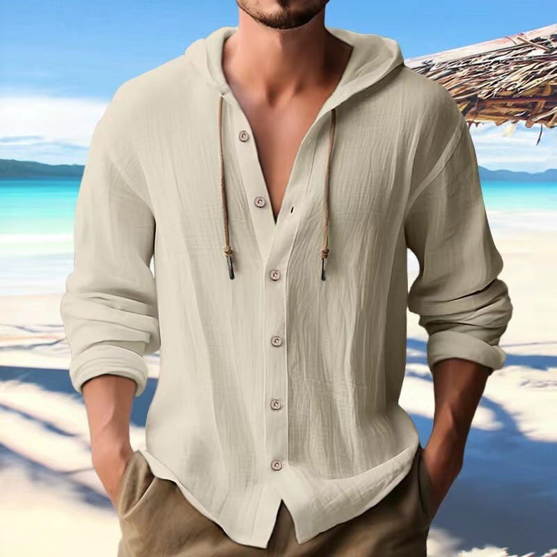 Sweat à capuche uni à manches longues pour homme