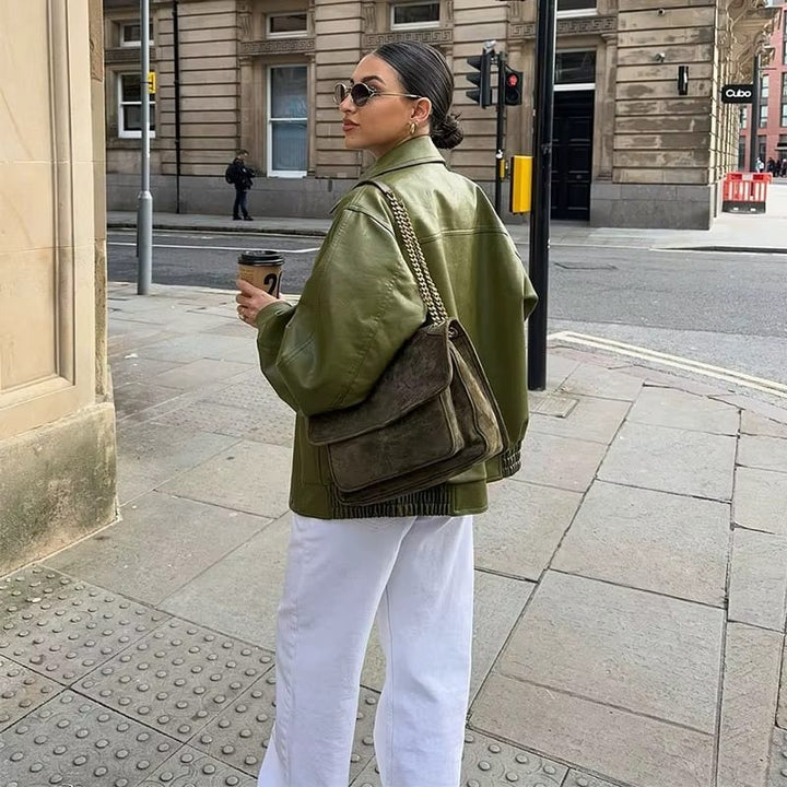 Veste en Cuir Oversize