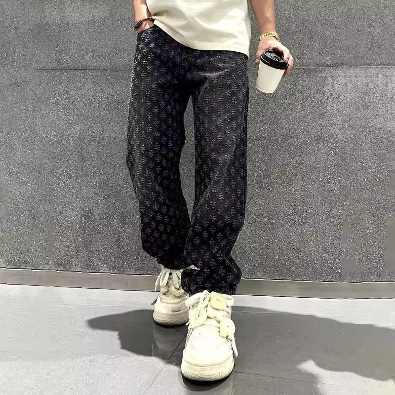 Jean en denim jacquard