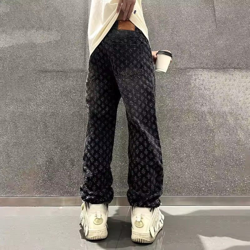 Jean en denim jacquard