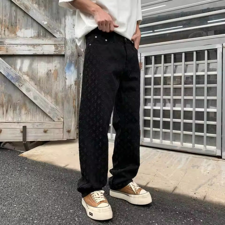 Jean en denim jacquard