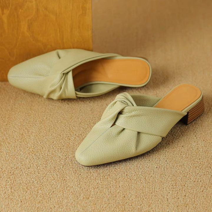 Mules en cuir à nœud papillon