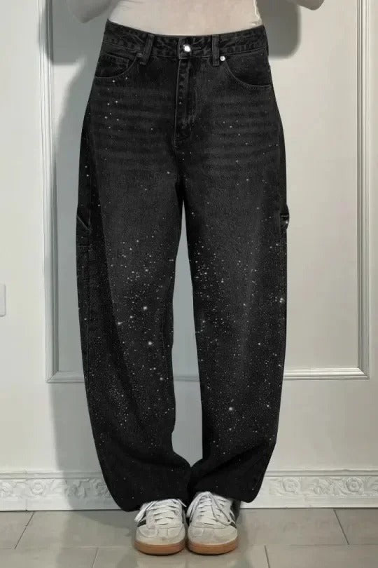 Jean large effet pailleté