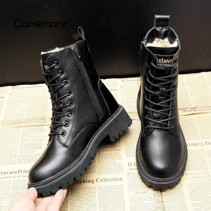 Irma - Black leather winter boots