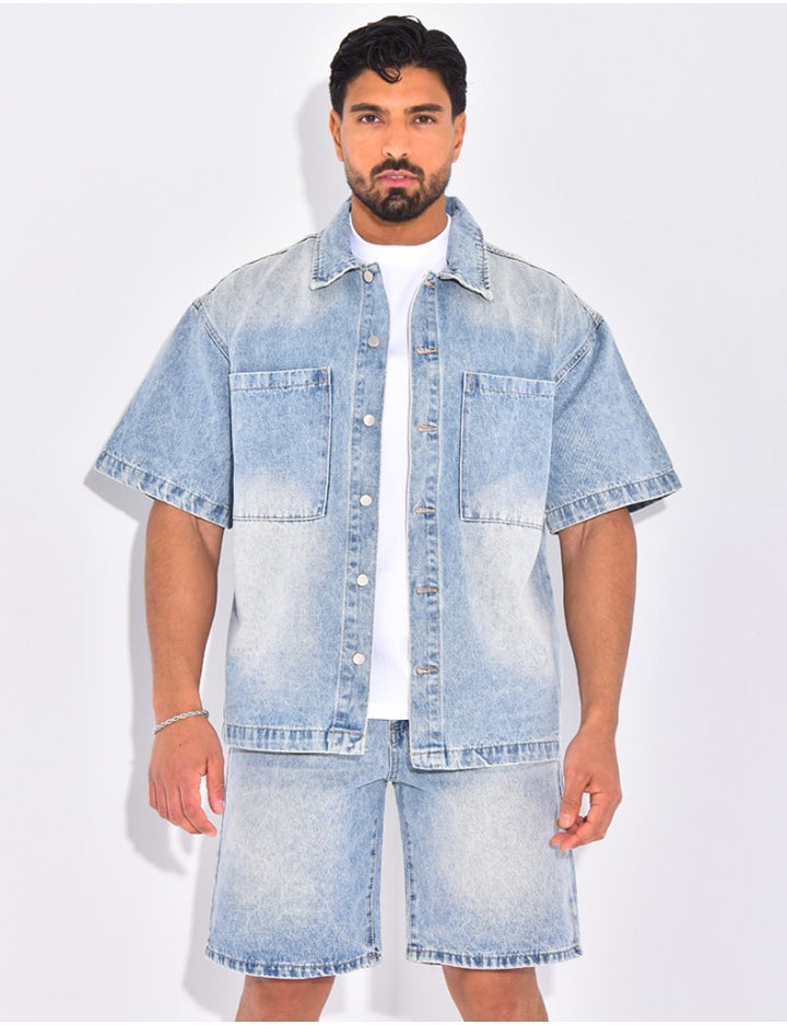 Ensemble short en jean et chemise