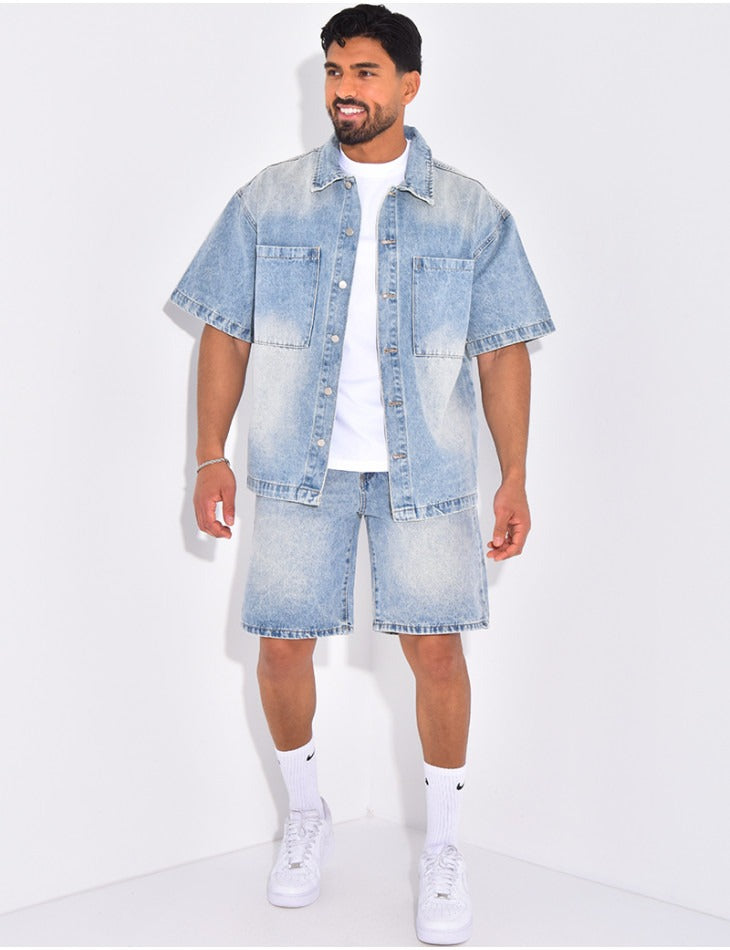 Ensemble short en jean et chemise