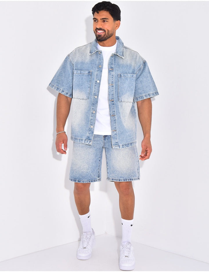 Ensemble short en jean et chemise