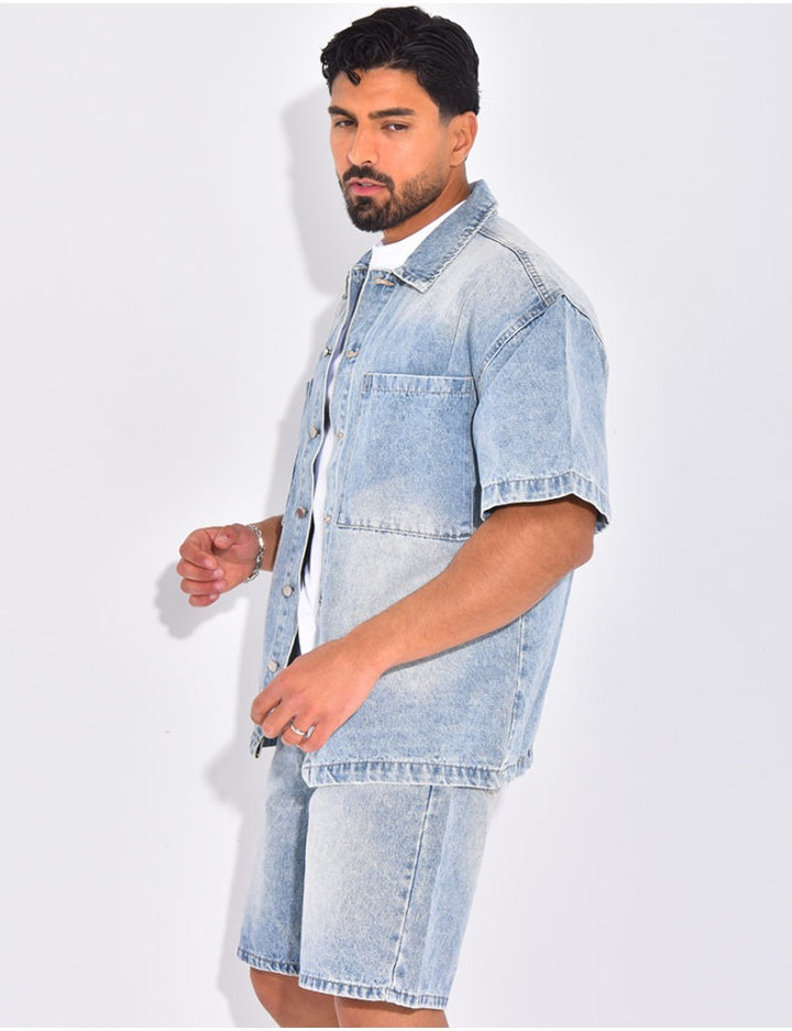 Ensemble short en jean et chemise