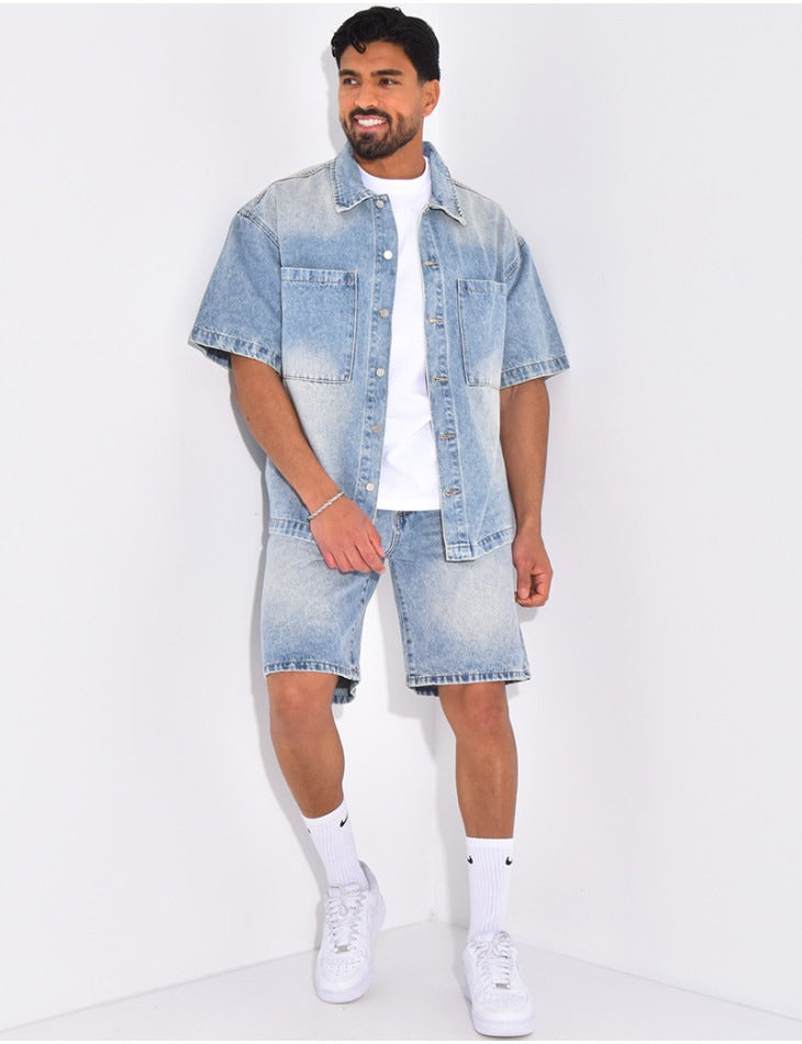 Ensemble short en jean et chemise