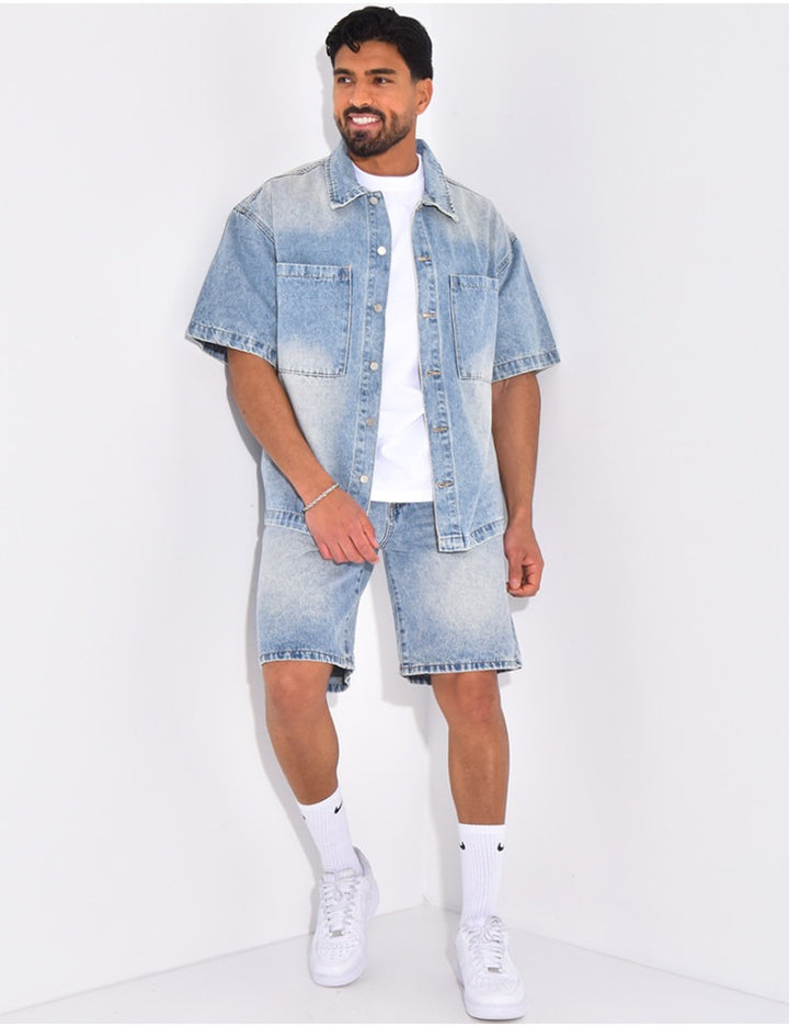 Ensemble short en jean et chemise