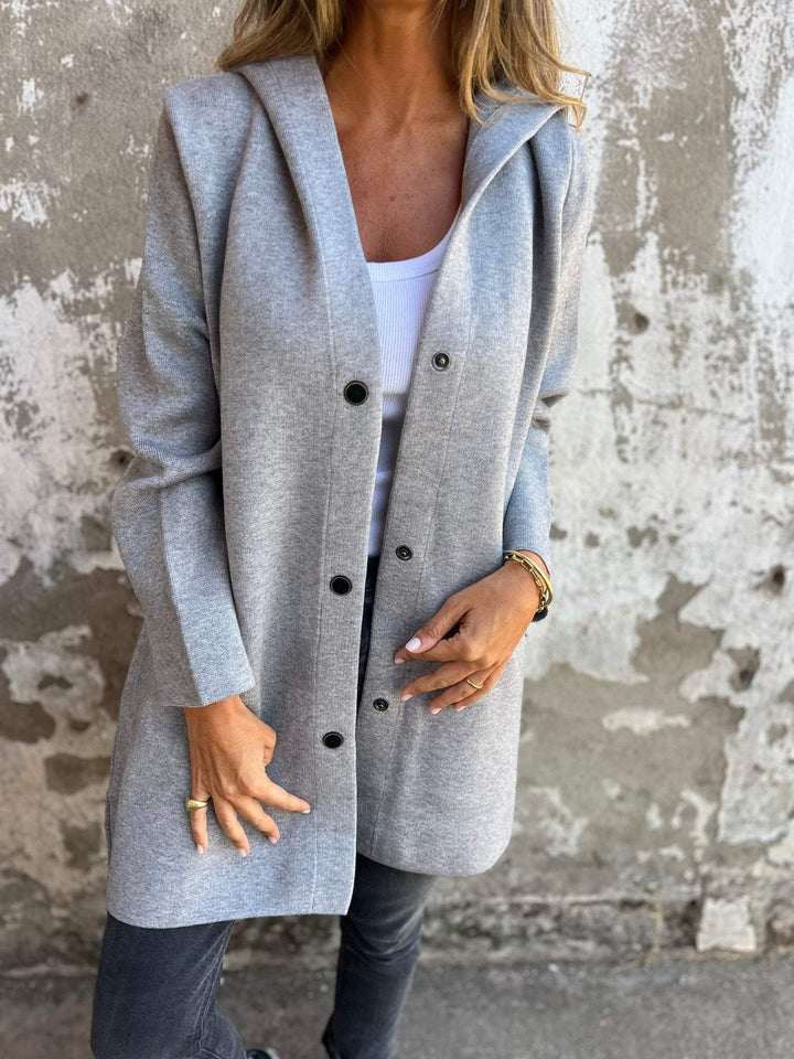 Cardigan avec boutons et capuche