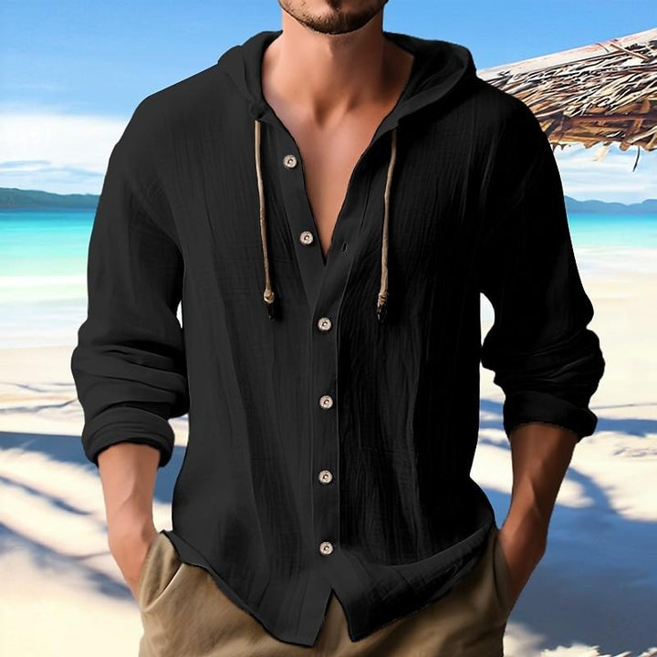 Sweat à capuche uni à manches longues pour homme
