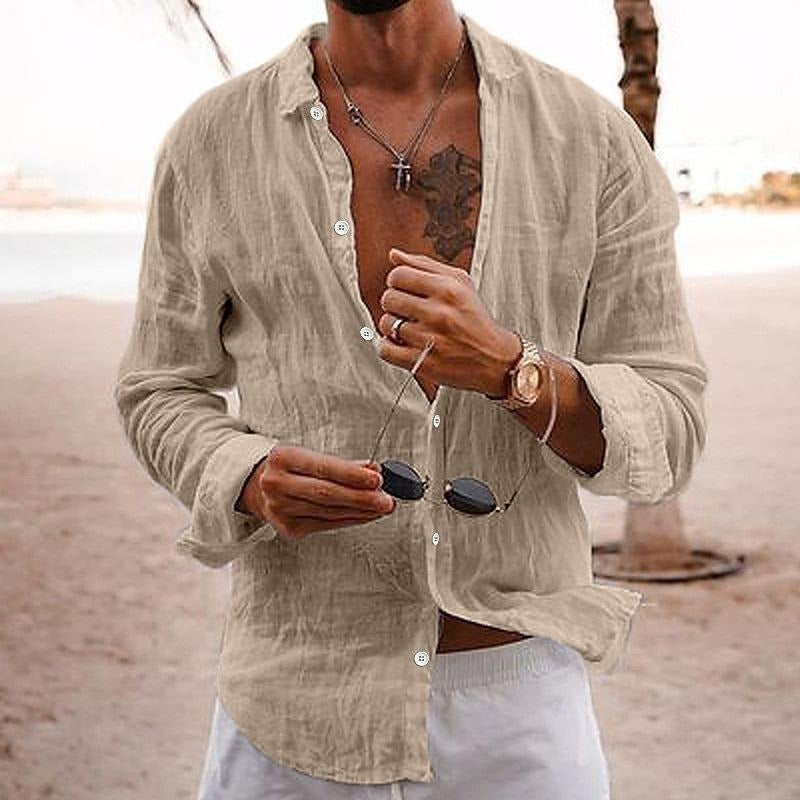 Chemise décontractée en coton et lin